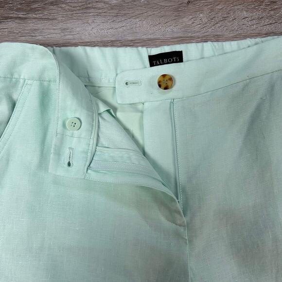NWT Talbots Linen Pants Mint Green Straight Leg High Rise Summer 10 - Picture 3 of 6